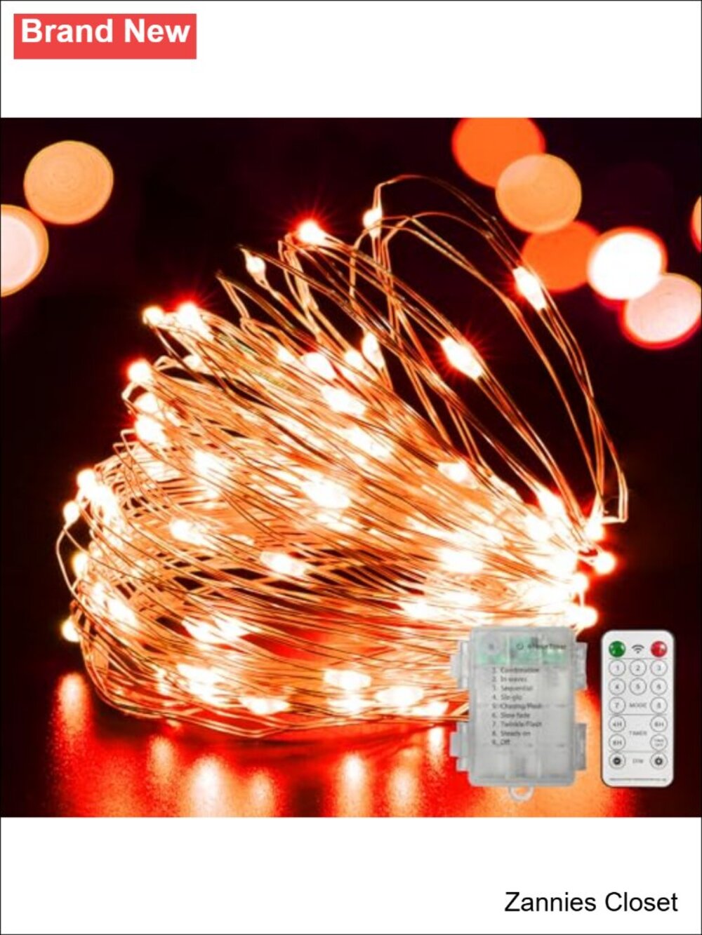 👻 LAMPHOME 100 LED 33ft Battery Operated Fairy Lights Remote 8 Modes Twinkle